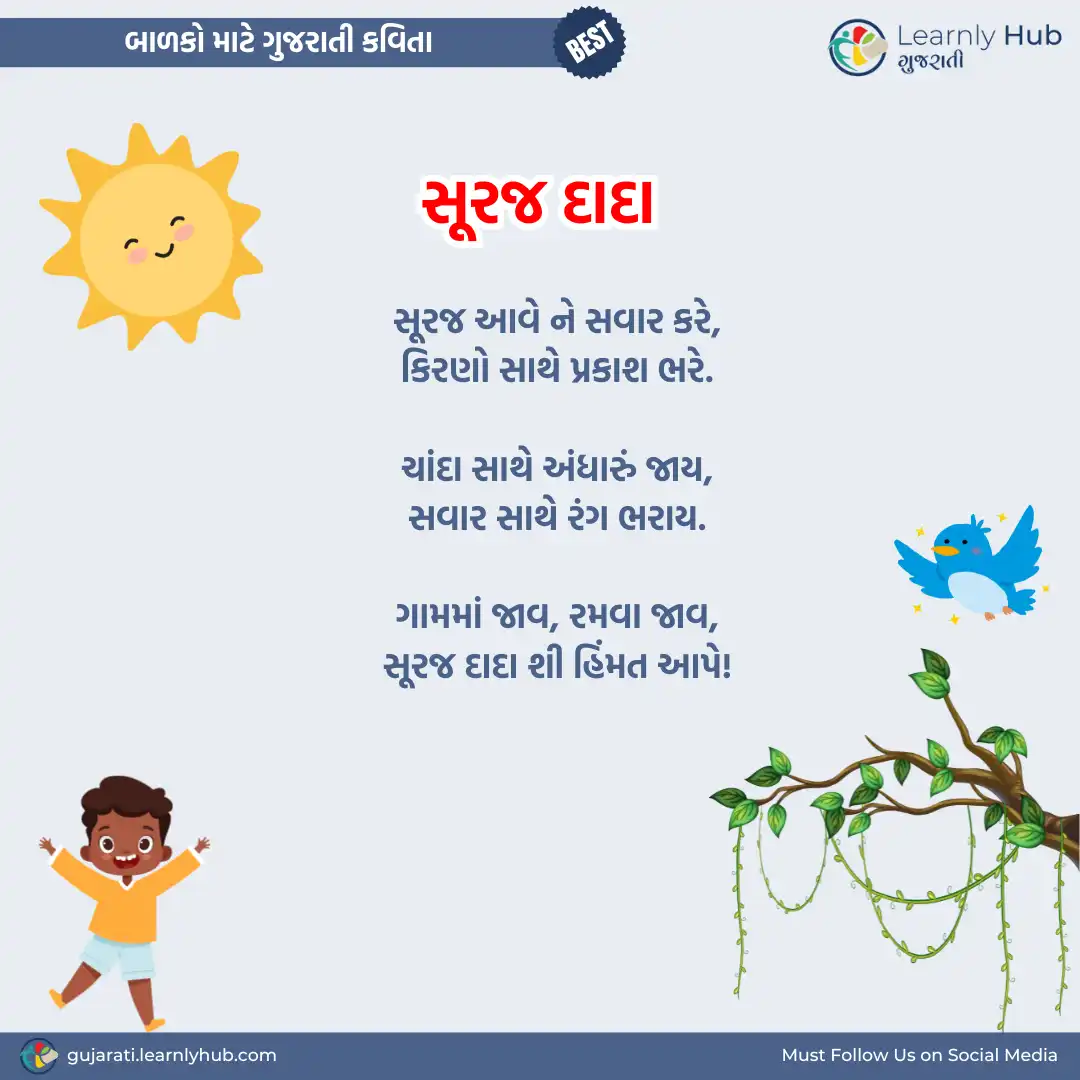 simple gujarati kavita for kids- બાળકો માટે ગુજરાતી કવિતા